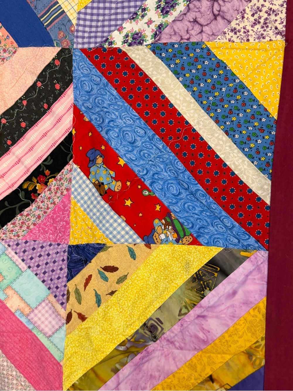 Handmade String Quilt Scrap Patchwork Lap Wall Quilt 43 x 51 - Picture 3 of 11